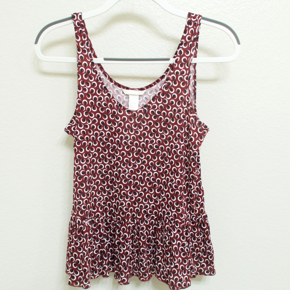 H&M Women's Maroon Casual Tank w/ Ruffle Bottom